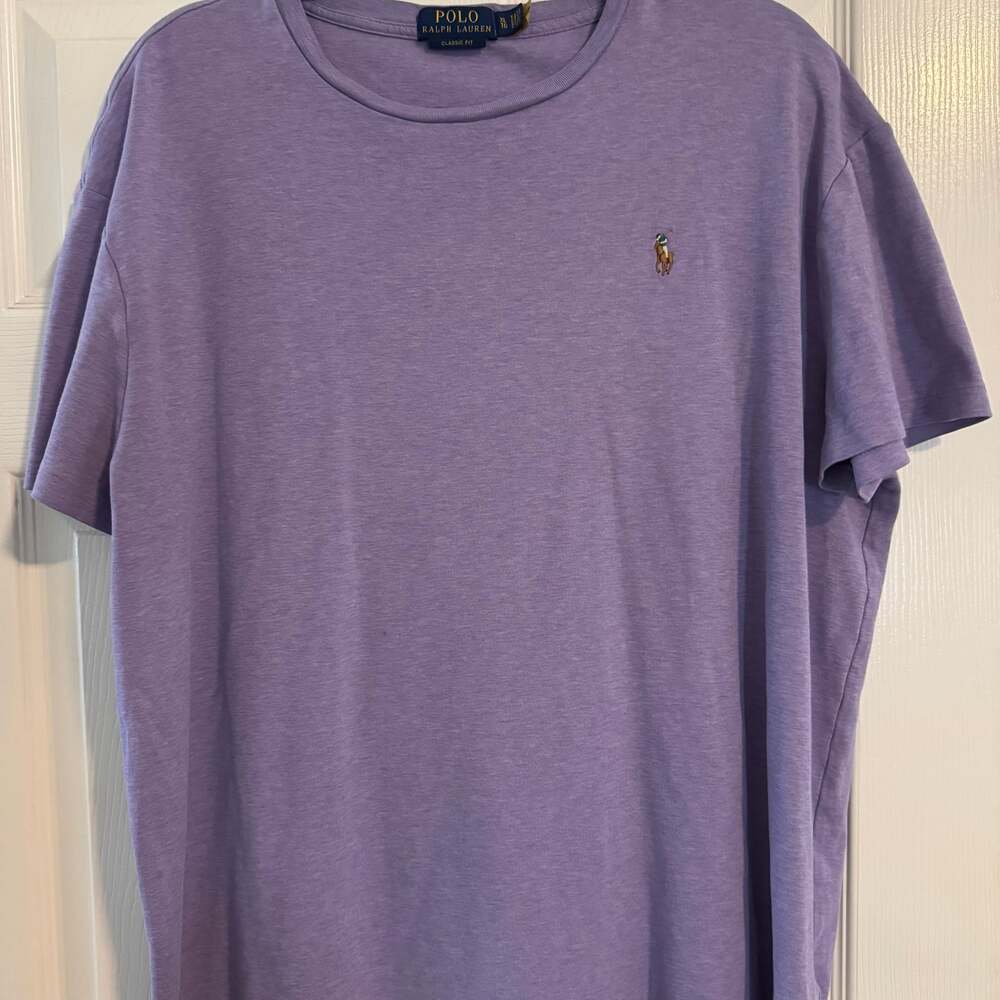 Polo Ralph Lauren Mens Purple Short Sleeve T-shirt Green Pony Logo